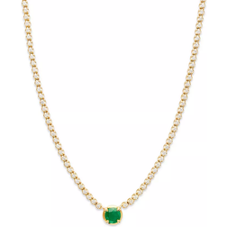 Bloomingdale's Station Tennis Necklace - Gold/Diamonds/Emerald