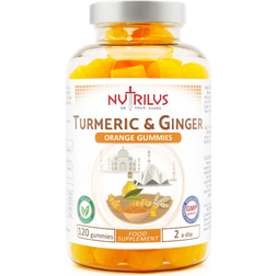 Nutrilus Turmeric and Ginger Gummies Large Pack 120 Natural Orange Vegan High Strength 120 pcs