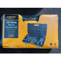 Halfords 24 Piece 1/2 Inch Drive Metric 72 Tooth Socket Bit