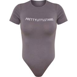 PrettyLittleThing Short Sleeved Bodysuit - Charcoal