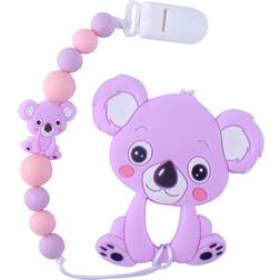 Grandado Baby Teethers Animal Silicone Beads Mat Grade Koala Pendant Pacifier Clip Chain