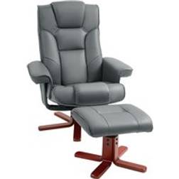 Reclining With Footstool And Adjustable Backrest, Grey Armchair