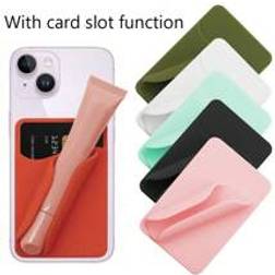 Shein 2-In-1 Lipstick Holder With Card Sleeve For Cell Phone,Adhesive Silicone Credit Card Wallet And Lipgloss Holder For Back Of Phone Stick On Case
