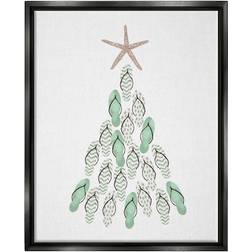 Stupell Industries Flip Flop Beachy Christmas Tree Black Framed Art 17x21"