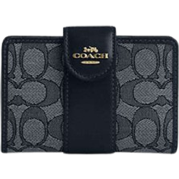 Coach Medium Corner Zip Wallet In Signature Jacquard - Gold/Navy/Midnight Navy