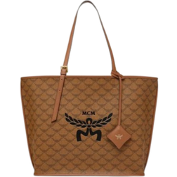 MCM Himmel Shopper In Lauretos Medium - Cognac