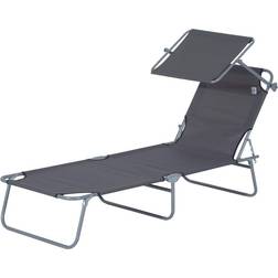 Northio Solstol Hopfällbar Trädgård Strandstol Med Solskydd Grå 187 x 58 x 36 cm