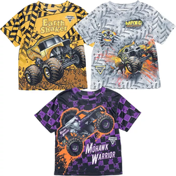 Monster Jam Boy's Maximum Destruction Earth Shaker Mohawk Warrior T-shirt 3 -pack- Yellow/Grey/Purple