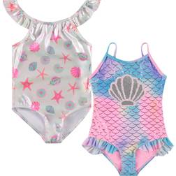 Bmagical Girl's Printed Beach Swimwear 2-pack - Shell