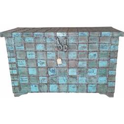 Alexandra House Living Iron Acacia Mango Blue Chest 130x86cm