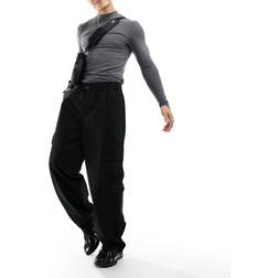 ASOS DESIGN Løstsiddende cargobukser med elastisk talje sort-Black