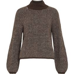 Vila Lory High Neck Knitted Pullover - Coffee Bean