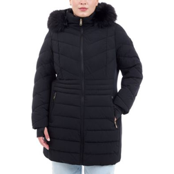 Michael Kors Plus Faux-Fur-Trim Hooded Puffer Coat - Black