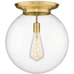 Innovations Lighting Beacon Satin Gold/Clear Ceiling Flush Light 15.8"