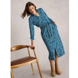 White Stuff Annie Organic Cotton Blend Shirt Dress, Blue/Multi