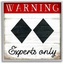 Stupell Industries Warning Experts Only Double Black Diamond Rustic Sign Gray Framed Art 12x12"