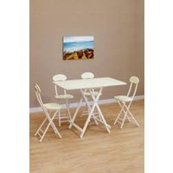 Living and Home 5 pcs Folding Table 4 Chairs - White Bistro Set