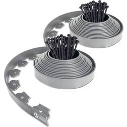 Vounot Plastic Garden Edging Flexible 20 m with 60 Strong Securing Pegs, Grey