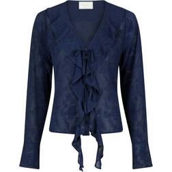 Neo Noir Anika Burnout Blouse - Navy