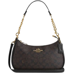 Coach Teri Shoulder Bag In Signature Canvas - Gold/Walnut/Black