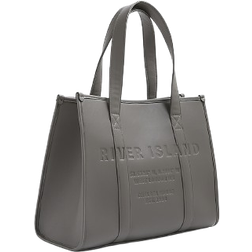 River Island Faux Leather Embossed Shopper Bag - Grey