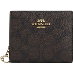 Coach Snap Wallet In Signature - Gold/Walnut/Black