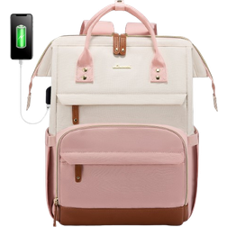 Lovevook Women Work Backpack - Beige/Pink