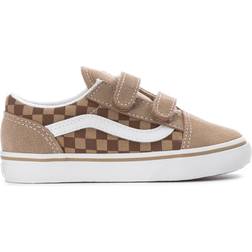 Vans Toddler Old Skool V Checkerboard Shoe - Neutral Brown/True White