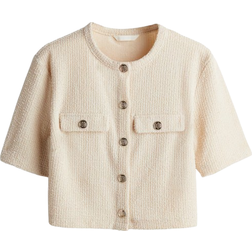 H&M Short Sleeved Bouclé Cardigan - Light Beige