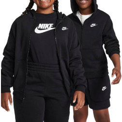 Nike Big Kid's Sportswear Club Fleece Full Zip Hoodie Extended Size - Black/White (FD3005-010)