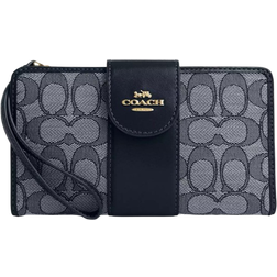 Coach Phone Wallet In Signature - Gold/Navy/Midnight Navy