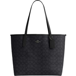 Coach City Tote Bag In Signature Canvas - Gunmetal/Charcoal/Black