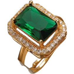 Shein 1pc Rhinestone Detail Geometric Decor Ring Copper Jewelry