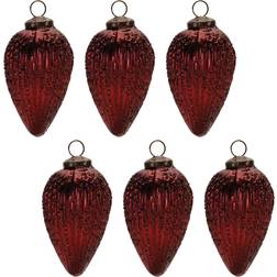 Melrose International Ribbed Glass Drop Burgandy Christmas Tree Ornament 4.5" 6