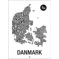 Daells Bolighus Denmark White/Black Plakat 50x70cm