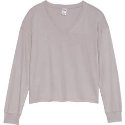 PINK Ace Cotton V Neck Long Sleeve Tee - Violet Ashes