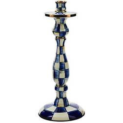 Mackenzie-Childs Royal Check Large Blue Candlestick 14"