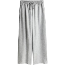 H&M Wide Leg Joggers - Light Grey Melange