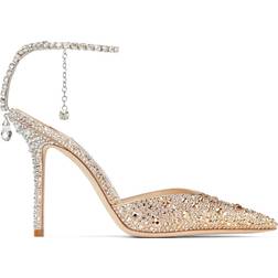 Jimmy Choo Saeda 100 Satin - Gold/Crystal