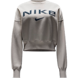 Nike Sportswear Phoenix Fleece Over-Oversized Crewneck Sweatshirt - Light Orewood Brown/White/Armory Navy