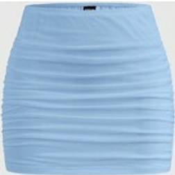 Shein Women Solid Color Mesh Double Layer Bodycon Mini Skirt
