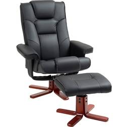 Homcom Reclining With Footstool And Adjustable Backrest, Black Armchair