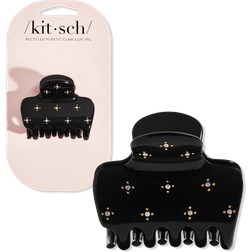 Kitsch Recycled Plastic Medium Rhinestone Puffy Claw Clip Black