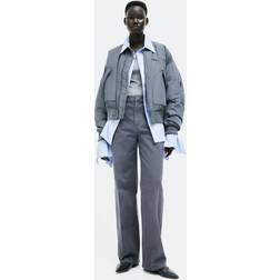 H&M Damen Gerade Twillhose Grau