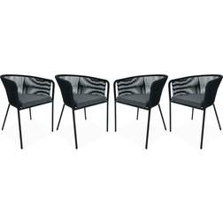 Sweeek 4er Set Gartensessel Verzinkter Stahl Mit Bespannung Schwarz/Grau