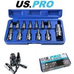 US PRO Metric 13pc 2-14 mm 1/4" 3/8" 1/2" Dr Socket Bit