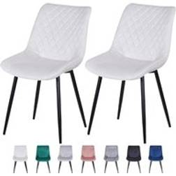 MCC Direct Set of 2 Velvet Padded Seat Dining with Metal Legs Kitchen Chair 2pcs
