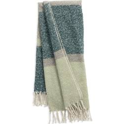 Habitat Brushed Stripe Faux Mohair Throw - Blue & Sage Blankets Blue