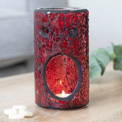 Something Different Red Glass Pillar Shaped Oil Burner H14.5 cm - One Size Wax Melt