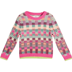 White Stuff Kid's Checkerboard Jumper - Pink/Multi